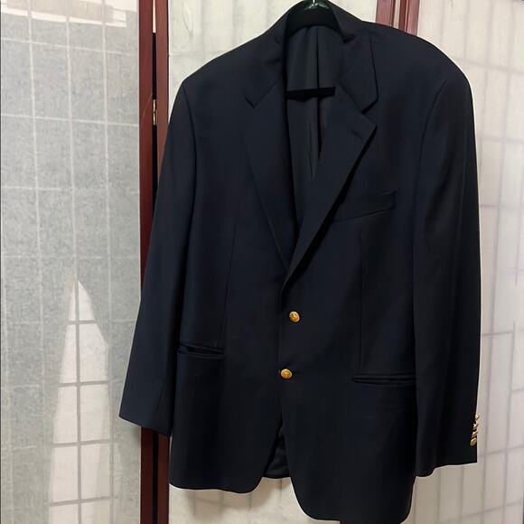 LAUREN RALPH LAUREN PURE WOOL MEN’S BLUE WITH‎ GOLD BUTTONS BLAZER SIZE 44R - Picture 1 of 12
